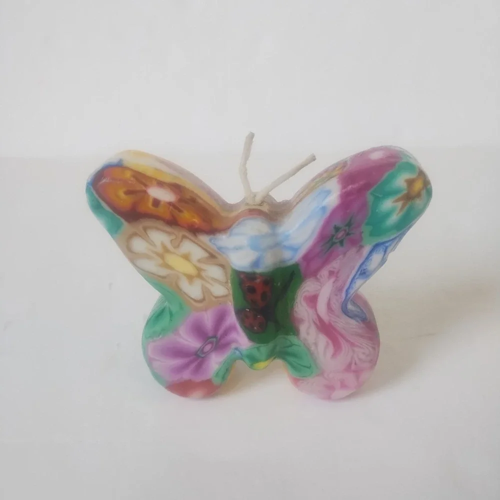 Decorative Butterfly Candle Unscented Floral Boho Art